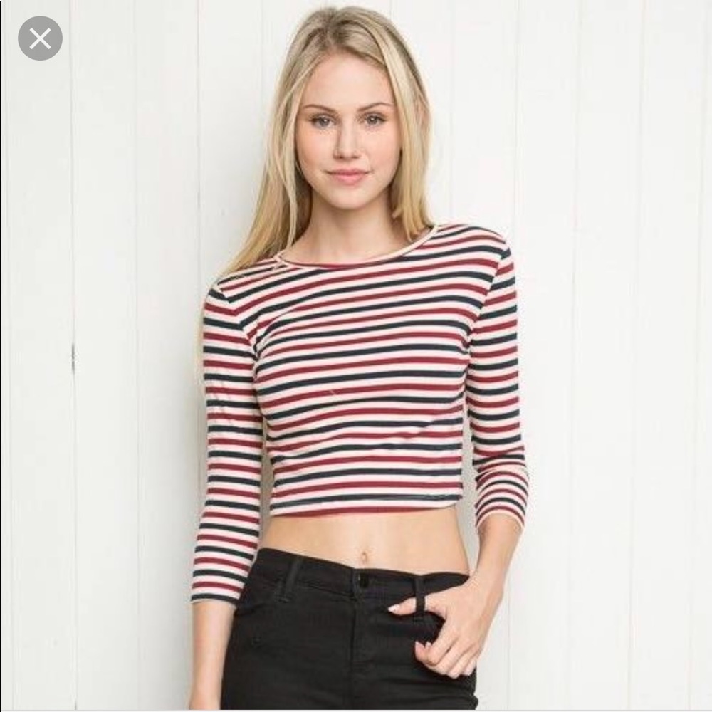 Brandy Melville May 3/4 Striped Crop Top